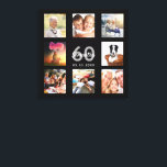 60e verjaardag zwarte naam foto collage canvas afdruk<br><div class="desc">Een uniek 60e verjaardagscadeau of aandenken,  het vieren van haar leven met een collage van 8 van uw foto's. Voeg afbeeldingen van haar familie,  vrienden,  huisdieren,  hobbies of droomreisbestemming toe. Personaliseer en voeg een naam,  leeftijd 60 en een datum toe. Grijs en wit gekleurde letters. Een chique zwarte achtergrond.</div>