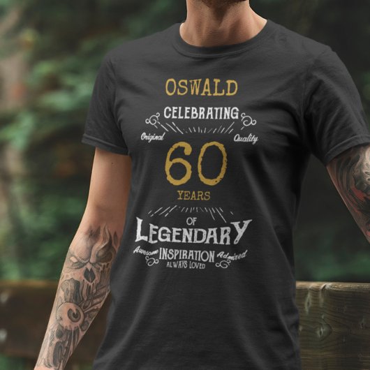 60e verjaardag zwarte witte gouden Mannen T-shirt
