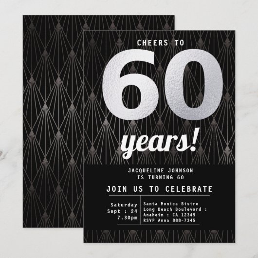 60e verjaardag Zwarte Zilverpartij Kaart (Voorkant / Achterkant)