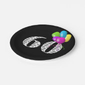 60e verjaardagsballon bouquet papieren bordje (Gekanteld)