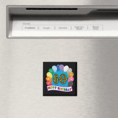 60e Verjaardagsballonnen Happy Birthday Button Magneet (Insitu (Vaatwasser))