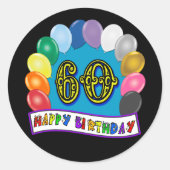 60e Verjaardagsballonnen Happy Birthday Sticker (Voorkant)