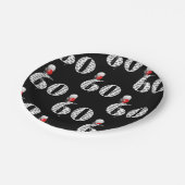 60e verjaardagsballonnen op zwarte ballonnen papieren bordje (Gekanteld)