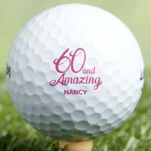 60e verjaardagscadeau voor collega Roze Amazing Golfballen