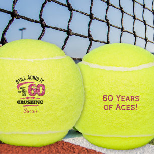 60e verjaardagscadeau voor haar Acing 60 Roze op m Tennisballen