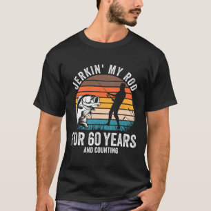 60e verjaardagscadeau voor vissers Mannen Grappig T-shirt