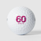 60e verjaardagscadeau voor vriend - Roze Bloemen Golfballen (Voorkant)