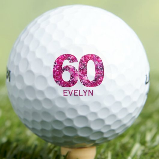 60e verjaardagscadeau voor vriend - Roze Bloemen Golfballen