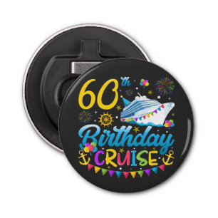 60e verjaardagscruise B-Day Party Button Button Flesopener