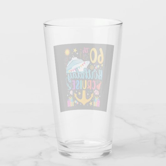 60e verjaardagscruise B-Day Party Drink Glas (Achterkant)