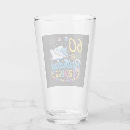 60e verjaardagscruise B-Day Party Drink Glas (Achterkant)