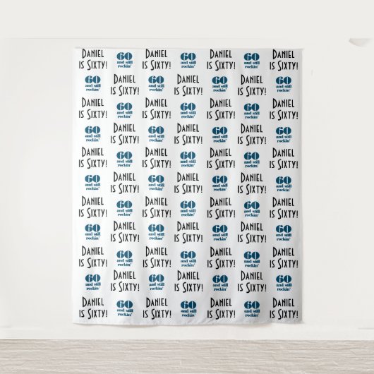 60e verjaardagsfeest achtergrond | Step and Repeat Wandkleed (Voorkant)