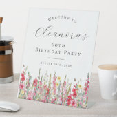 60e verjaardagsfeest augustus Geboorte Bloem Welko Reclamebord Met Voetstuk (Insitu)