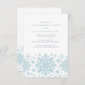 60e Verjaardagsfeest Blauw Wit Sneeuwvlok Winter Kaart (Voorkant / Achterkant)