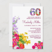 60e verjaardagsfeest Bloemig Modern 60 jaar feest Kaart (Voorkant)