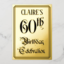 60e verjaardagsfeest — Elegant script + aangepaste Folie Uitnodiging