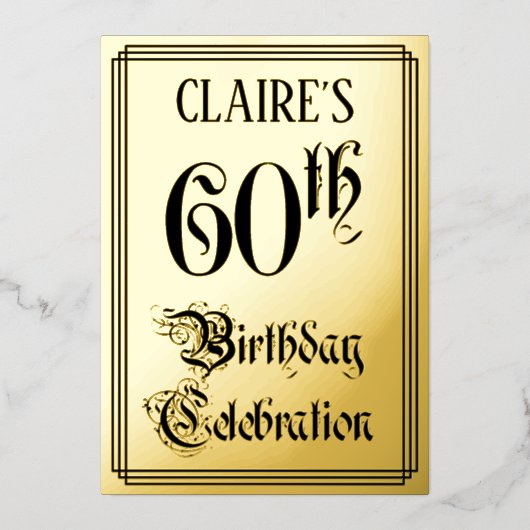 60e verjaardagsfeest — Elegant script + aangepaste Folie Uitnodiging (Voorkant)