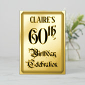 60e verjaardagsfeest — Elegant script + aangepaste Folie Uitnodiging (Staand Voorkant)