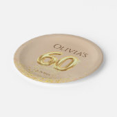 60e verjaardagsfeest Elegante gouden papieren Bord (Gekanteld)