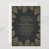 60e verjaardagsfeest Elegante zwarte gouden blader Kaart (Voorkant)
