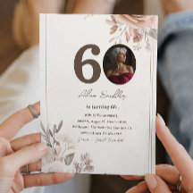 60e verjaardagsfeest en bloemen bloemenuitnodiging