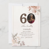 60e verjaardagsfeest en bloemen bloemenuitnodiging kaart (Voorkant)