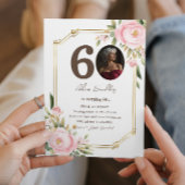 60e verjaardagsfeest en florale uitnodigingen