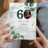 60e verjaardagsfeest en groene brunches uitnodigin kaart