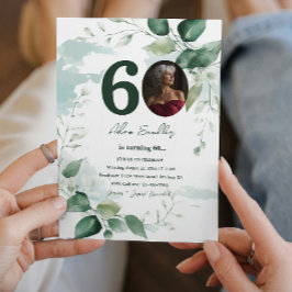 60e verjaardagsfeest en groene brunches uitnodigin kaart