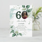 60e verjaardagsfeest en groene brunches uitnodigin kaart (Staand voorkant)