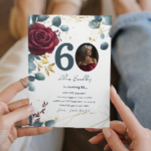 60e verjaardagsfeest en rode rozen en blauw