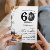 60e verjaardagsfeest en whisky en drinken kaart