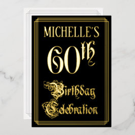 60e verjaardagsfeest — Fantasievol script & eigen Folie Uitnodiging