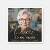60e Verjaardagsfeest Foto Gold Script Cheers Servet (Voorkant)