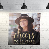 60e Verjaardagsfeest Foto Gold Script Cheers Wandkleed