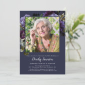 60e Verjaardagsfeest Foto Moody Paarse Bloemen Kaart (Staand voorkant)