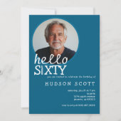 60e verjaardagsfeest foto Sixty Modern Blue Kaart (Voorkant)