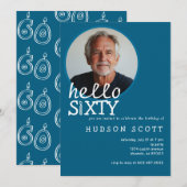 60e verjaardagsfeest foto Sixty Modern Blue Kaart (Voorkant / Achterkant)