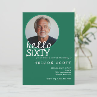 60e verjaardagsfeest foto Sixty Modern Green Kaart