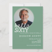 60e verjaardagsfeest foto Sixty Modern Sage Green Kaart (Voorkant)