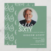 60e verjaardagsfeest foto Sixty Modern Sage Green Kaart (Voorkant / Achterkant)