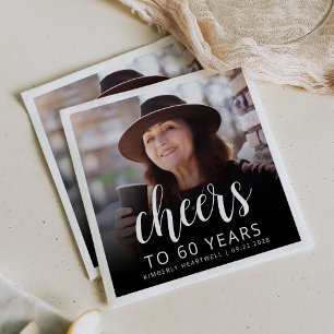 60e Verjaardagsfeest Foto Witte Script Proost Servet