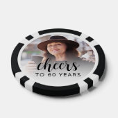 60e Verjaardagsfeest Foto Zwart Schrift Proost Poker Chips (Enkel)