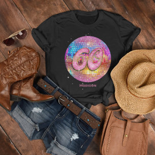 60e Verjaardagsfeest Goud Roze Glitters Disco Bal T-shirt
