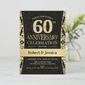 60e verjaardagsfeest - Goud Zwart Kaart (Staand voorkant)