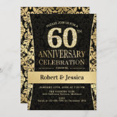 60e verjaardagsfeest - Goud Zwart Kaart (Voorkant / Achterkant)