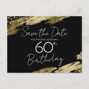 60e Verjaardagsfeest Goud Zwart Save the Date Briefkaart