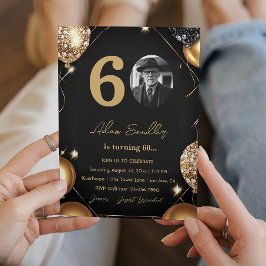 60e verjaardagsfeest met ballonnen en glitter kaart