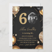 60e verjaardagsfeest met ballonnen en glitter kaart (Voorkant)