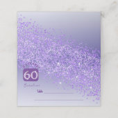 60e verjaardagsfeest Paarse Glitter Place Card Plaatskaartje (Buitenkant ongevouwen)